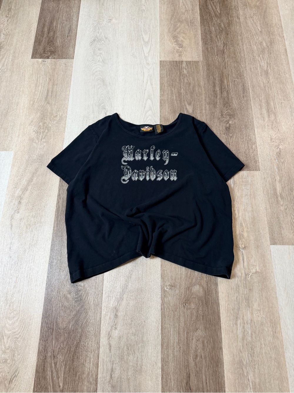 Vintage Harley-Davidson Black Short Sleeve Tee with Silver Logo